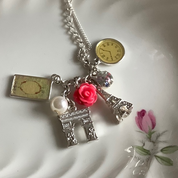PARIS DREAM multi-charmed silver tone necklace - Picture 1 of 3